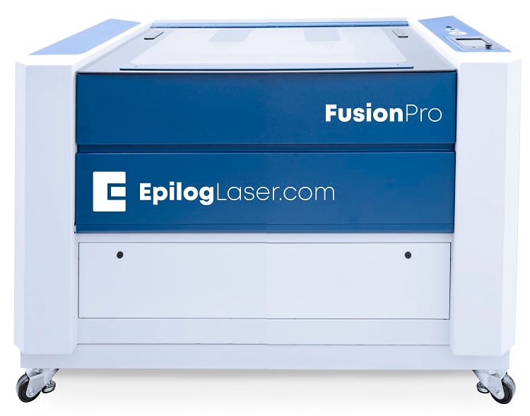 Figure 7: Epilog Fusion Pro series (pictured is the Fusion Pro 32). Specs (both models): 50, 60, 75 or 120 W CO2; 30 or 50 W fiber; (Fusion Pro 48) 48 in x 36 in x 12.25 in (1219 mm x 914 mm x 311 mm). Source: Epilog Laser
