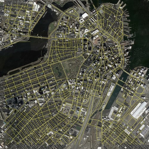 An example of how RoadTracer works to map out a portion of Boston. Source: MIT CSAIL
