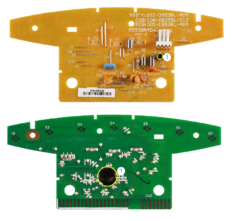 Top and bottom of main PCB. Fig. 1, top: ENW Electronics Ltd. MG10RM016; fig. 1, bottom: Holtek Semiconductor Inc. HT82K95A. Source: IHS Markit