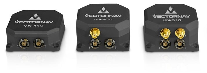 The Tactical Series inertial navigation systems are designed for constrained systems where size, weight, power and cost are an issue. Source: VectorNav   