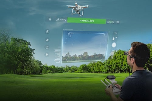 The Moverio BR-300FPV glasses can use AR to show drone status and flight assistance. Source: Epson