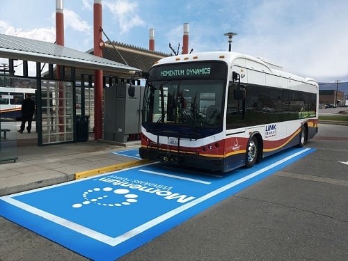 Smart transportation projects such as the wireless recharging for electric buses may be one of the first initiatives in the smart city. Source: Momentum Dynamics 