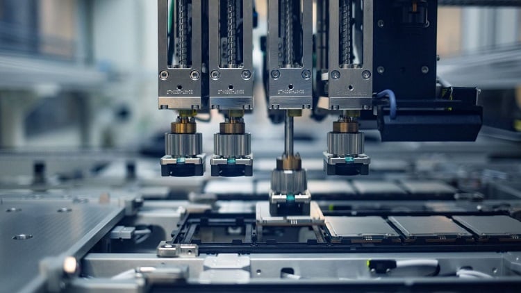 Automated final packaging systems select options for test validation at Intel&rsquo;s fab in Chandler, Arizona. Advanced packaging has become a major benefit for Intel and is driving business to its foundry operations. Source: Intel  