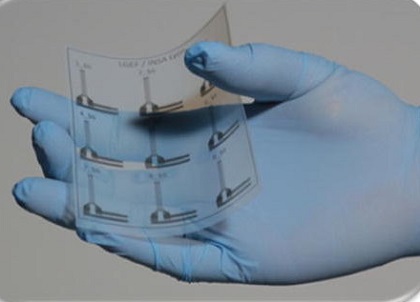 Example of a printed strain gauge on polyimide foil after printing processing. Source: Applied Physics A 123(5) DOI:10.1007/s00339-017-0970-x