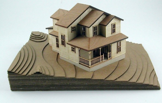 Figure 1. A house and topography model. Source: Epilog Laser