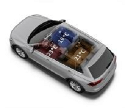 The Tiguan has a new three-zone air conditioning system with Air Care Climatronic. Source: Volkswagen