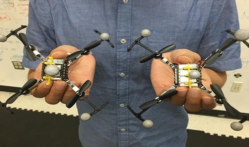 The drones used in the research study about collision-avoiding swarms. Image credit: Georgia Institute of Technology