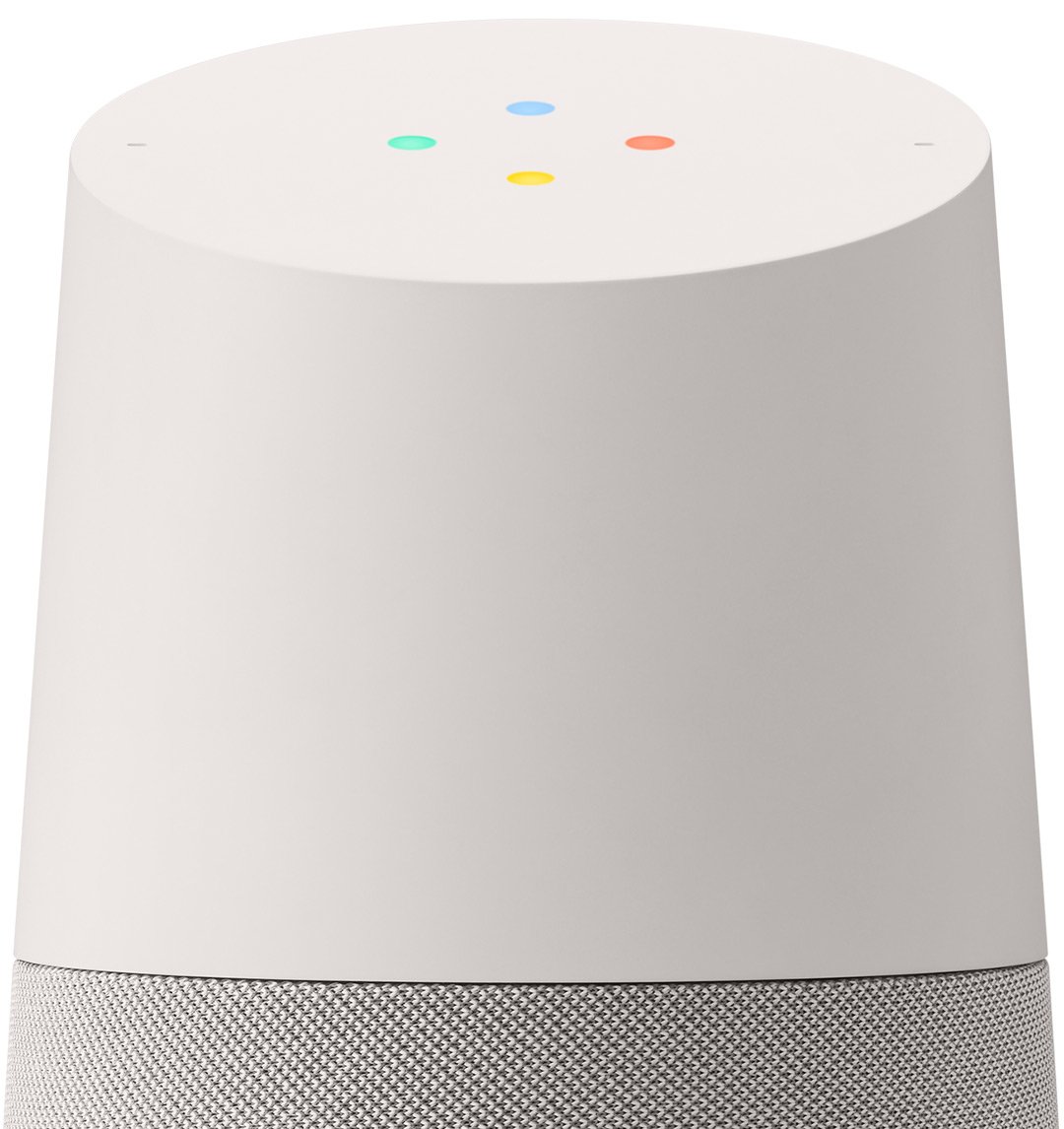 Google Home uses a trackpad for touch to control volume and music, and to enable listening of the device. Source: Google
