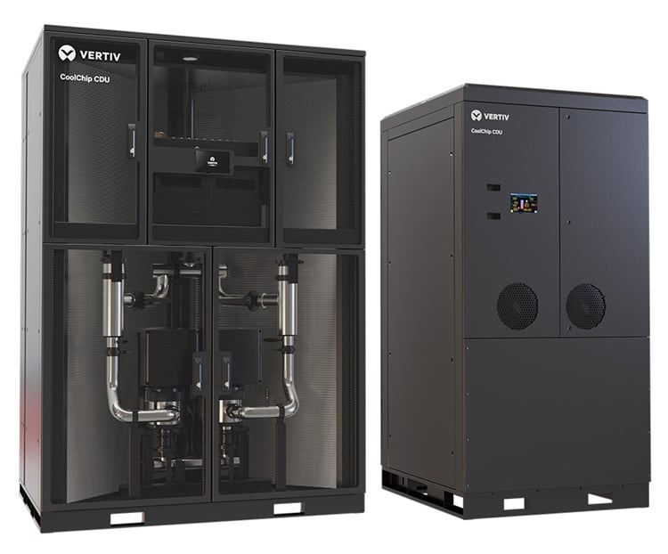 Vertiv&rsquo;s CoolChip liquid-to-liquid CDUs. Source: Vertiv 