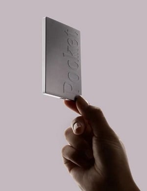 Pocket&rsquo;s digital recording device that can be attached to the back of a smartphone that captures voice from near and far distances. Source: Pocket 