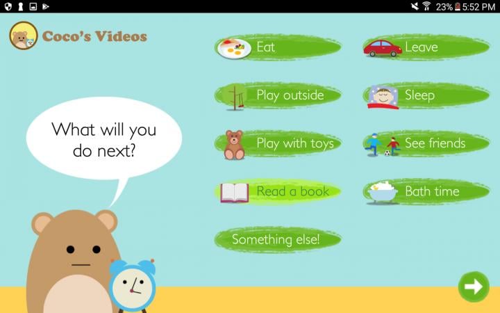 A screen shot of 'Coco's Videos,' an app designed to research children's interactions with technology. (Source: University of Washington)