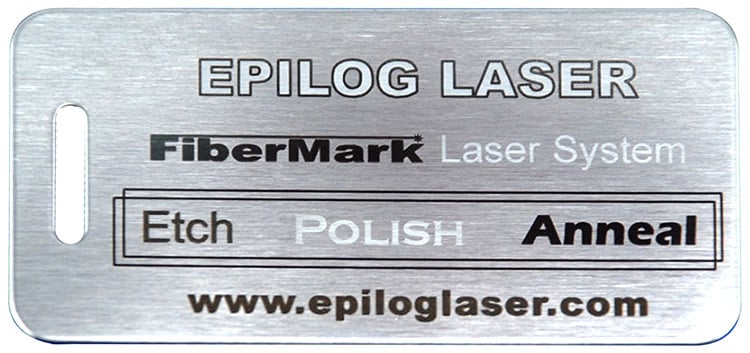 Three common types of transformative marks that can be achieved with an Epilog fiber laser: etching, polishing and annealing. Source: Epilog