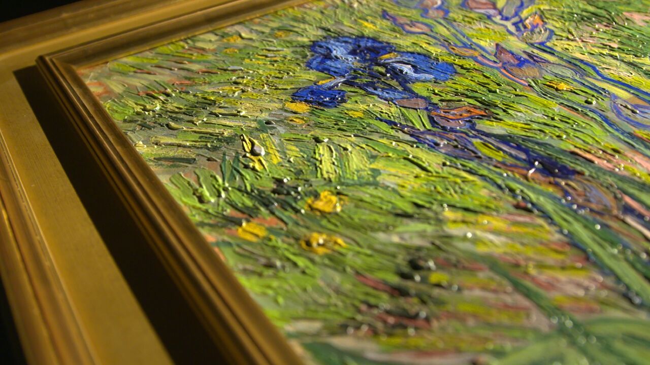 A 3-D-printed reproduction of Van Gogh’s "Irises" brings the textures of the original to life for a fraction of the price.  