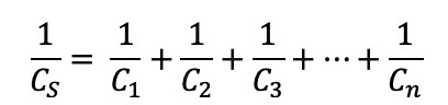 Equation 4. Equivalent capacitance for capacitors in series.