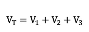 Equation 2: Series capacitors total voltage.