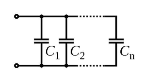 Figure 4: Capacitors in parallel connection. Source: Omegatron/CC [SA][3.0]