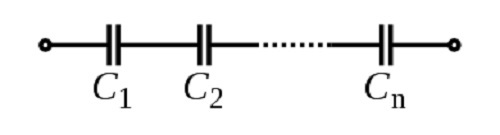 Figure 3: Capacitor placed in series connection. Source: Omegatron/CC [SA][3.0]