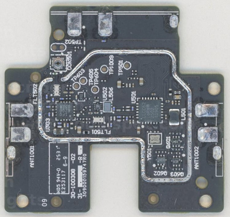 The auxiliary board found inside of the Ring Doorbell Pro (Gen 3) smart home device. Source: TechInsights