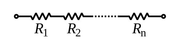 Figure 1: Resistors connected in series. Source: Omegatron/CC SA 3.0