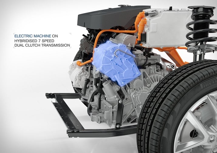 An example of Volvo’s twin-engine, seven-speed, dual-clutch transmission being used in its concept plug-in hybrid small car. Source: Volvo Cars