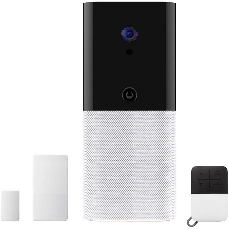The Aboda Iota Home Security system comes with a hub, door monitors, panic buttons and motion trackers. Source: Aboda 