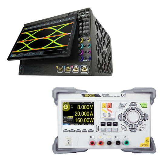 The StationMax DS70000 Series oscilloscope, top, and new models in the DP800 Series of linear DC power supplies have recently been released. Source: Rigol Technologies Inc.