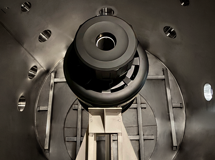 A front view of the Sunbird fusion rocket in a test chamber. The company is testing new methods of interplanetary propulsion. Source: Pulsar Fusion 