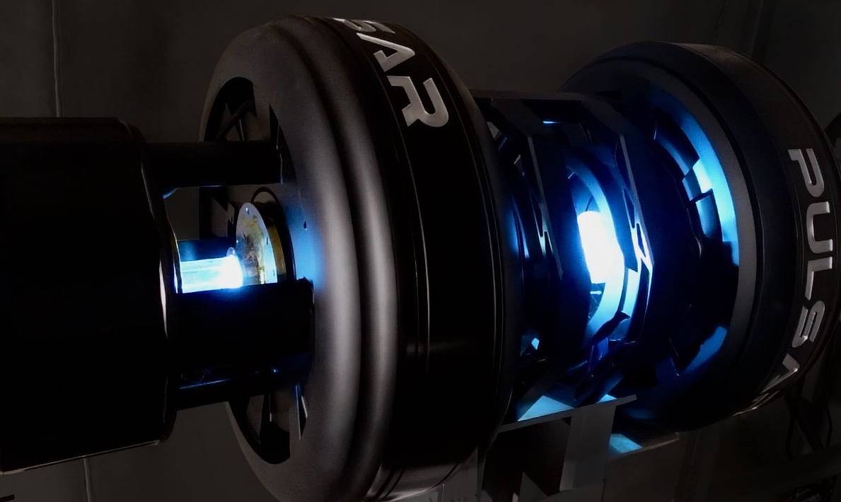 A view of the first plasma of the Sunbird rocket. The plasma is the first step toward fusion reaction. Source: Pulsar Fusion  