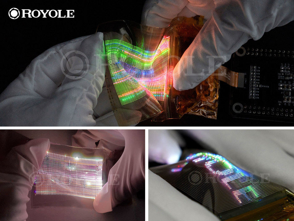 Royole introduces world's first micro-LED based stretchable display technology compatible with industrial manufacturing processes at 2021 Display Week Symposium. Source: Royole