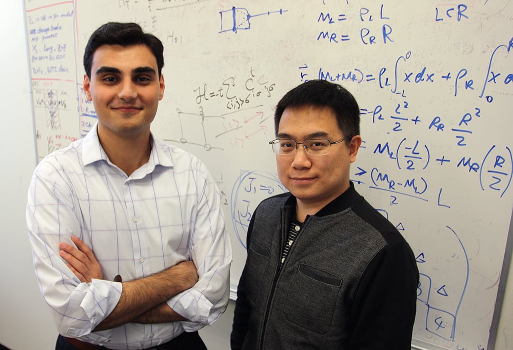 UTD researchers Dr. Fan Zhang, right, and Armin Khamoshi. Credit: University of Texas at Dallas 