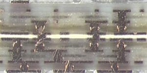 Figure 1. Typical cross-section of an MLO device. Dielectrics and metalized copper are used to construct layers of capacitors and inductors. Source: AVX