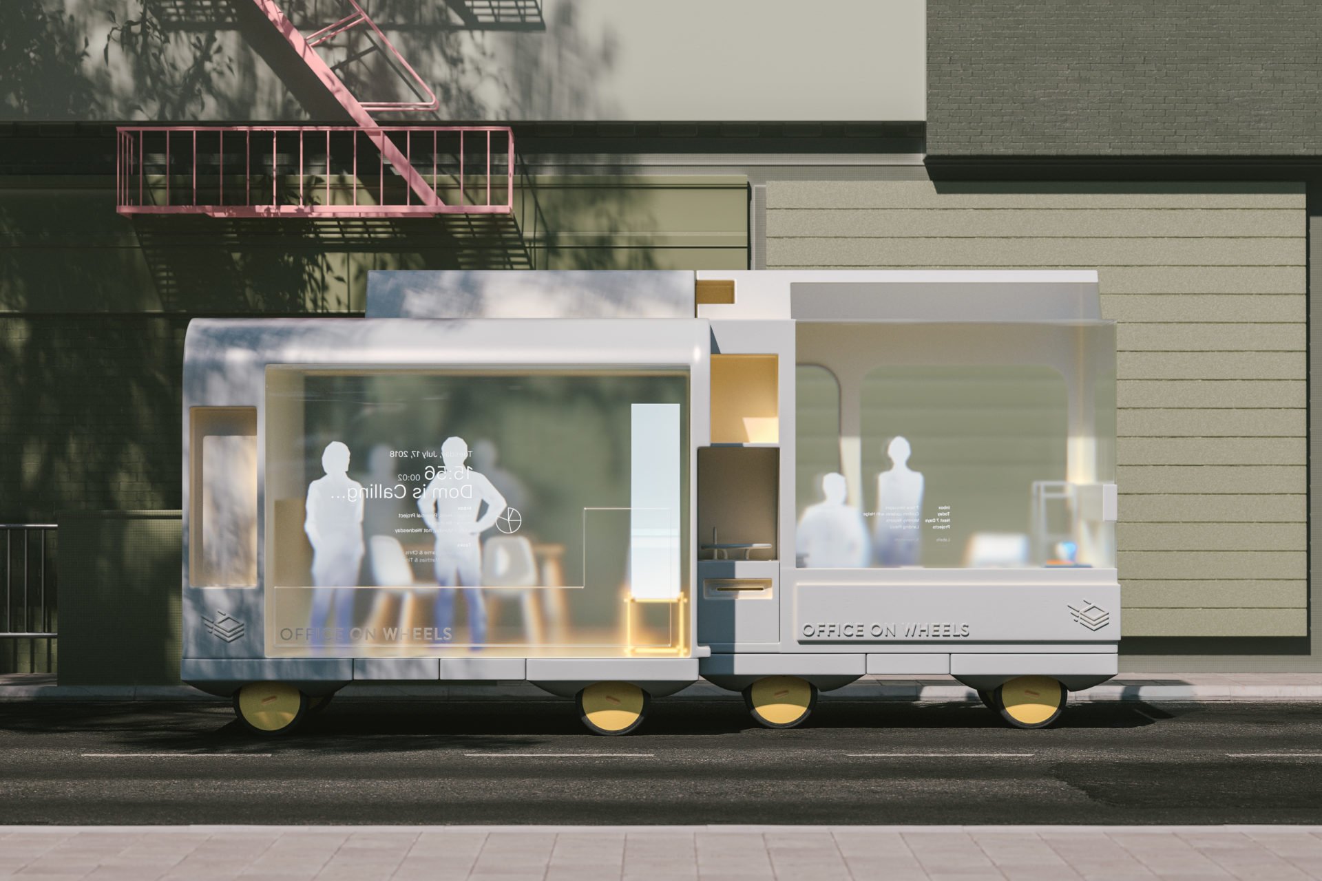 The Office on Wheels prototype transports you to work while you can make up time by doing work or taking calls. Source: IKEA