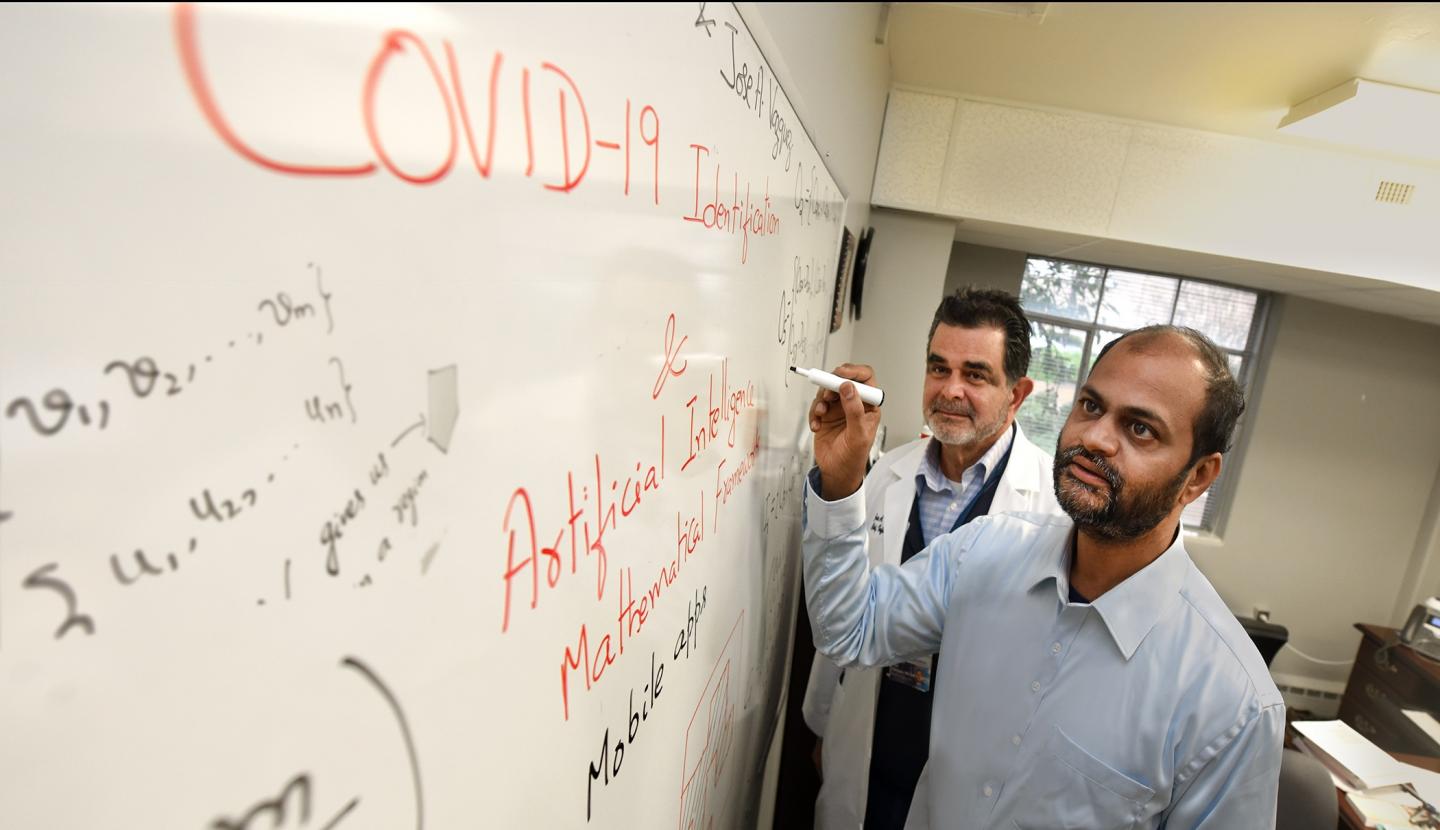 A coronavirus app coupled with machine intelligence will soon enable an individual to get an at-home risk assessment based on how they feel and where they've been in about a minute, and direct those deemed at risk to the nearest definitive testing facility, investigators say. Source: Phil Jones, Senior Photographer, Augusta University