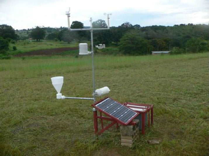 A newly installed weather station is at the Salvation Army's College of Biomedical Sciences in Chikankata, Zambia. (Image Credit: UCAR/ Martin Steinson)