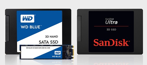 The Blue 3-D NAND SATA and SanDisk Ultras 3-D SSDs. Source: Western Digital 