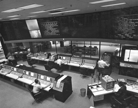The Space Flight Operations Facility at NASA’s Jet Propulsion Laboratory in May 1964. The facility collected tracking and scientific data for the Deep Space Network. Credit: NASA
