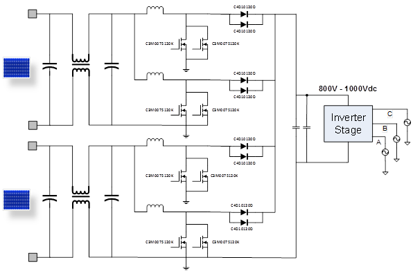 Figure 4. Block diagram of 60 kW C3M SiC Boost Converter. Source: Wolfspeed