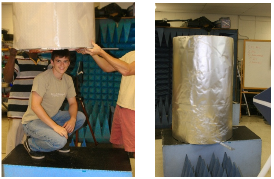 Figure 1. First cloaking of a human by Fractal Antenna Systems in 2012. Source: Fractal Antenna Systems