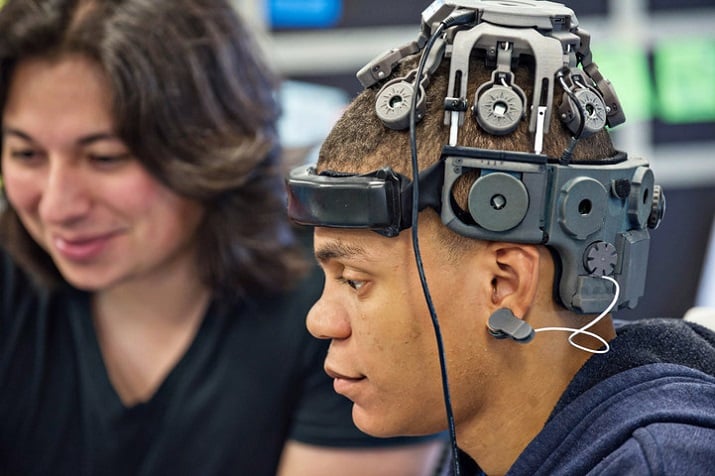 An AR headset fitted with Neurable’s technology allows the human brain to control objects using the mind. Source: Neurable 