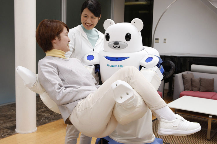 Figure 2. Designed to help Japan’s aging population, the Robear can lift a patient or help a person to walk. (Image Source: RIKEN) 