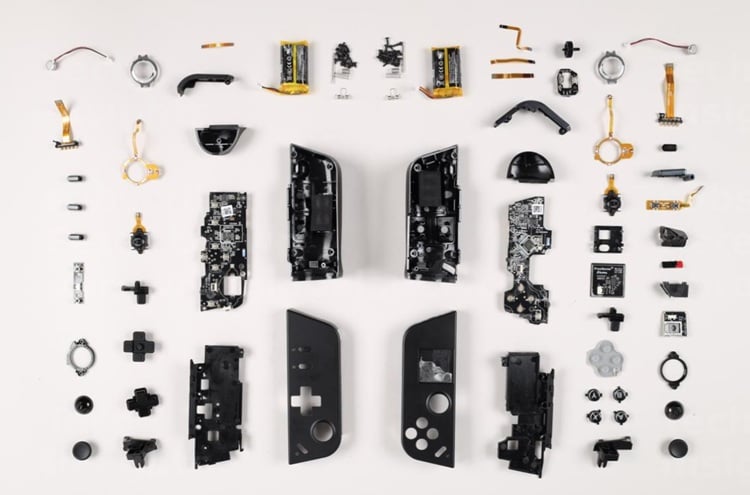 Some of the electronic components found on the Lenovo Legion Go portable gaming system. Source: TechInsights.