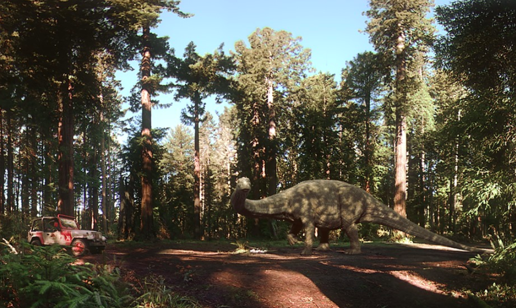 The Jurassic World: Apatosaurus VR Experience lets viewers see what it feels like to be in close proximity of a living dinosaur. Source: Oculus.com