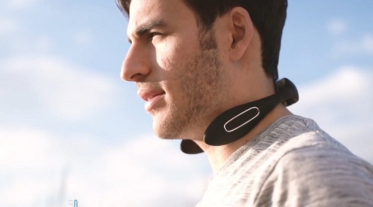 This gadget functions as both a neck warmer and massager for those stressed out from COVID-19. Source: Kickstarter