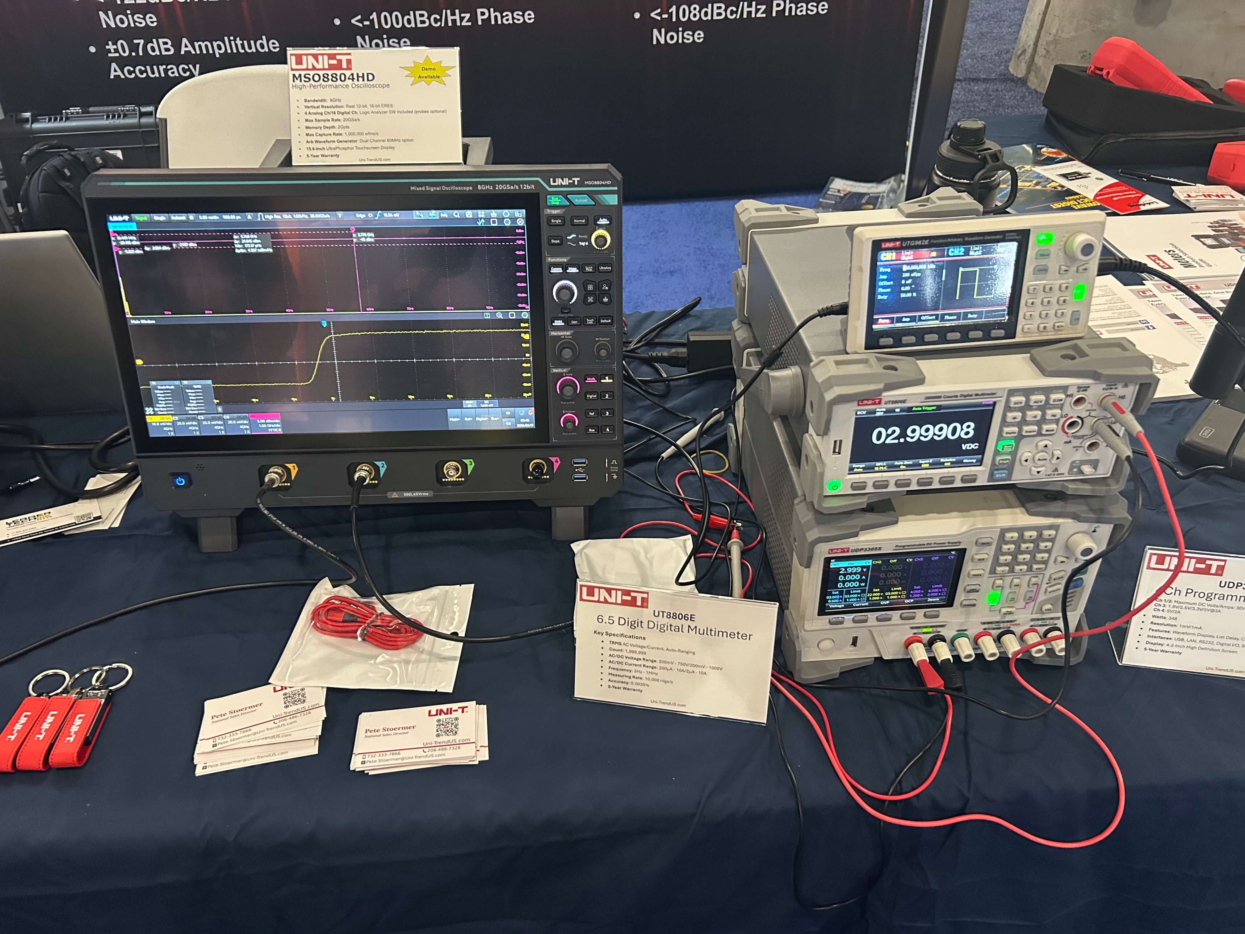 Multipurpose test equipment, like these offerings from UNI-T, help streamline the automated testing workflow. 