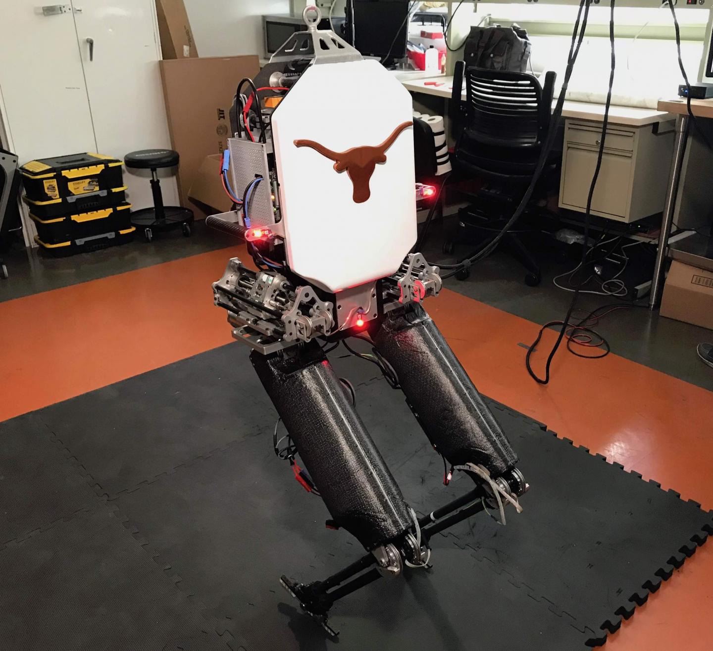 Robotics experts at the Cockrell School of Engineering developed a mathematical equation to achieve human-like balance in this biped robot, called Mercury. (Source: Cockrell School of Engineering, The University of Texas at Austin)