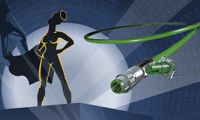 The M8 D-Code connector offers fast Ethernet and Power-over-Ethernet via an individual miniaturized interface directly connected to the circuit board &mdash; resulting in big space savings for the end device. Source: Harting Technology Group