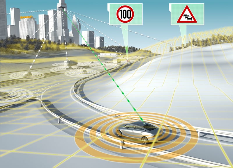 Using swarm intelligence, vehicles will inform each other with precise and up-to-date information on the road ahead. Source: Continental