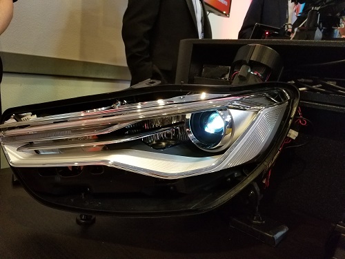 The TI DLP headlight technology demo at CES 2018. Source: Peter Brown/Electronics360