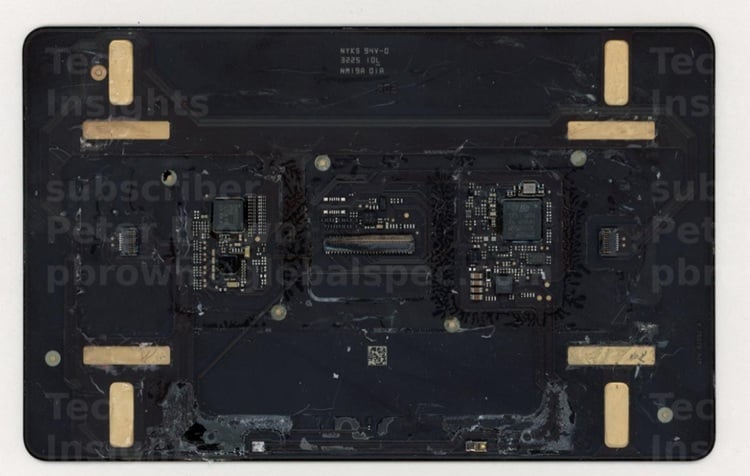 The touchscreen board found inside the Apple MacBook Pro. Source: TechInsights