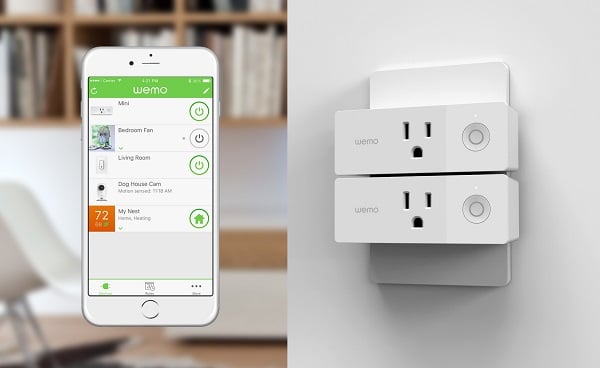 The Wemo® smartphone app, which can control both Wemo smart outlets and smart switches. Source: Belkin